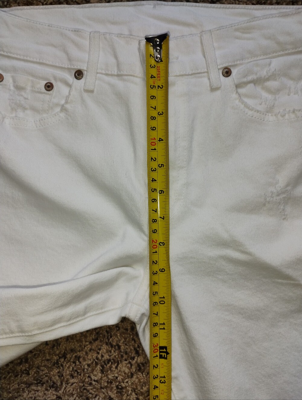 New PISTOLA Rare Dept Store Sample White Distressed Straight Leg Jeans Size 4 - Picture 3 of 12